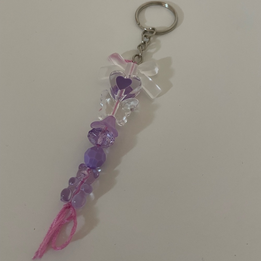Purple Beaded Keychain Accessory